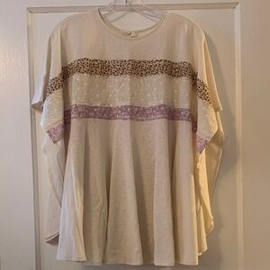 Easel Cream and Purple Lace Accent Top